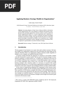 Applying Business Strategy Models in Organizations (Inglés)