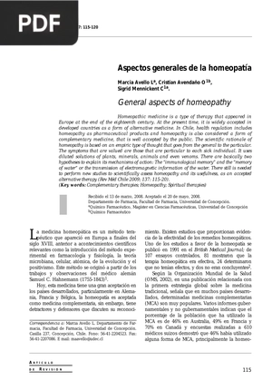 Aspectos generales de la homeopatía (Artículo)