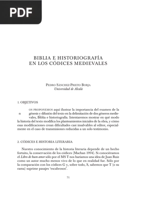 Biblia e histografía en los códices medievales