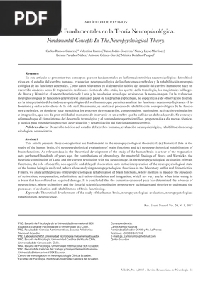 Conceptos Fundamentales en la Teoría Neuropsicológica (Artículo)