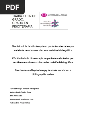 Efectividad de la hidroterapia en pacientes afectados por accidente cerebrovascular