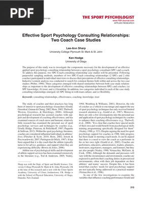 Effective Sport Psychology Consulting Relationships: Two Coach Case Studies (Inglés)