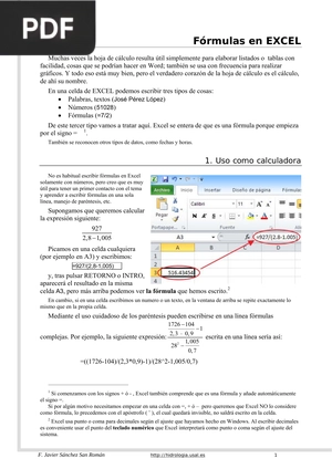 Fórmulas en Excel