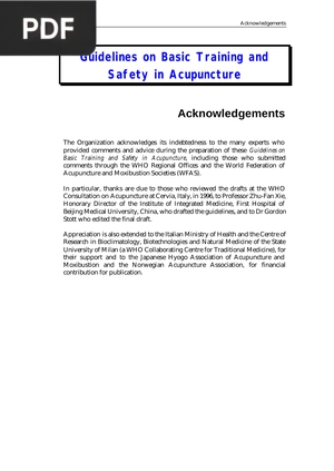 Guidelines on Basic Training and Safety in Acupuncture(Inglés)