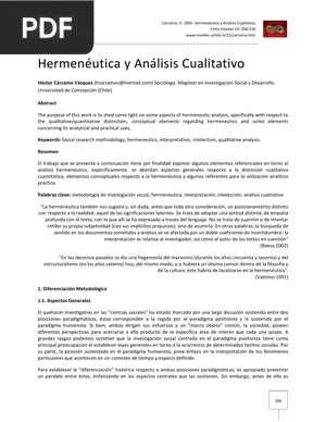 Hermenéutica y Análisis Cualitativo