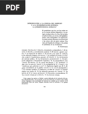 Introducción a la Ciencia del Derecho y a la Interpretación jurídica. La jurisprudencia romana