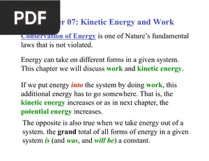 Kinetic Energy and Work (Inglés) (Presentación)