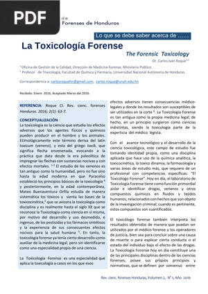 La Toxicología Forense (Artículo)