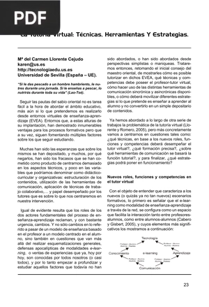 La Tutoría Virtual: Técnicas, Herramientas Y Estrategias.