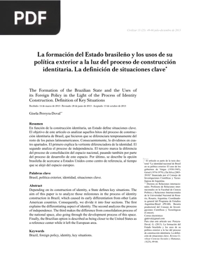 La formación del Estado brasileño y los usos de su política exterior a la luz del proceso de construcción identitaria. La definición de situaciones clave