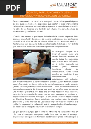 La osteopatía, papel fundamental en la prevención y recuperación deportiva (Ariticulo)