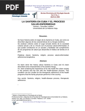 La santería en Cuba y el proceso salud-enfermedad