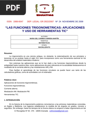 Las funciones trigonométricas: aplicaciones y uso de herramientas TIC (Artículo)