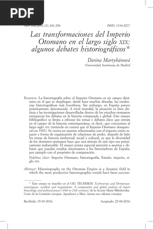 Las transformaciones del Imperio Otomano en el largo siglo xix: algunos debates historiográficos