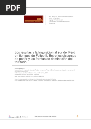 Los jesuitas y la Inquisición al sur del Perú en tiempos de Felipe II. Entre los discursos de poder y las formas de dominación del territorio