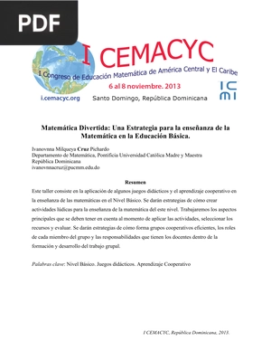 Matemática Divertida: Una Estrategia para la enseñanza de la Matemática en la Educación Básica