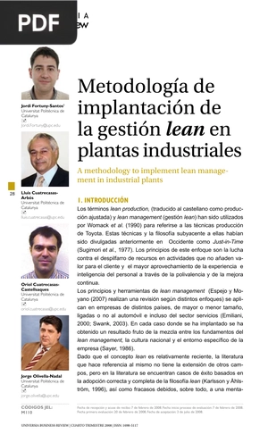 Metodología de implantación de la gestión lean en plantas industriales