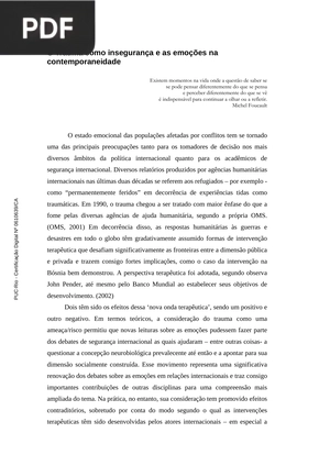 O Trauma como insegurança e as emoções na contemporaneidade (Portugués)