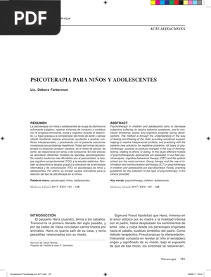 Psicoterapia para niños y adolescentes (Artículo)
