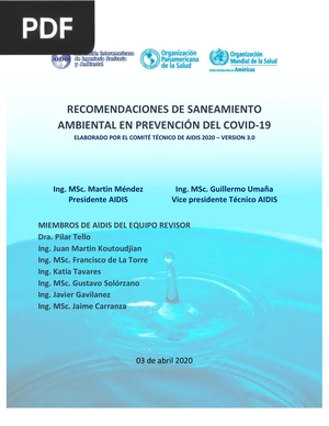 Recomendaciones de saneamiento ambiental en prevención del COVID- 19