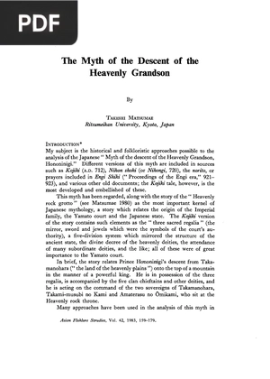 The Myth of the Descent of the Heavenly Grandson (Inglés)