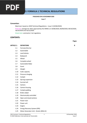 2021 formula 1 technical regulations (Inglés)