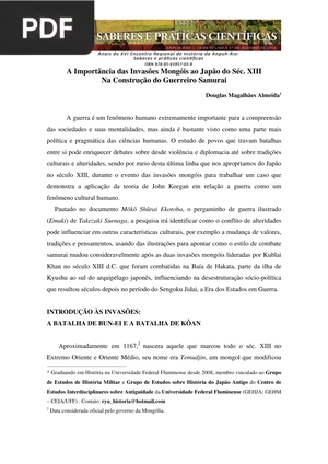 A Importância das Invasões Mongóis ao Japão do Séc. XIII Na Construção do Guerreiro Samurai (Portugués)