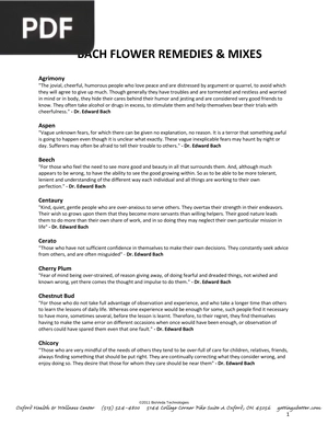 Bach Flower Remedies and Mixes (Inglés)