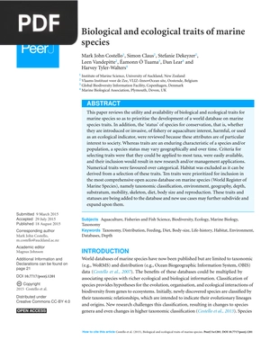 Biological and ecological traits of marine species (Inglés)