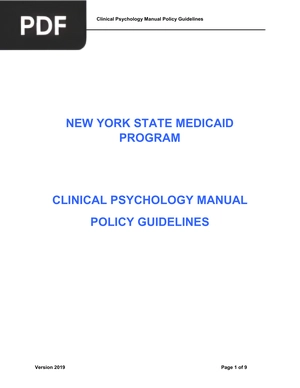 Clinical Psychology Manual Policy Guidelines (Inglés) (Artículo)