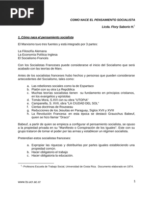 Cómo nace el pensamiento socialista (Artículo)