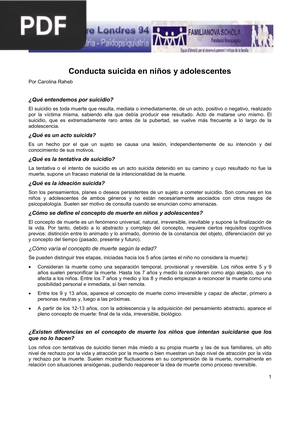 Conducta suicida en niños y adolescentes