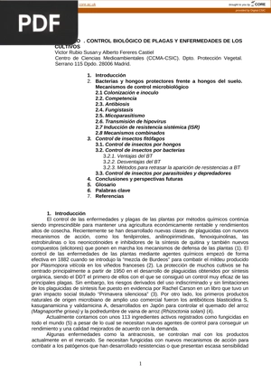 Control biológico de plagas y enfermedades de los cultivos