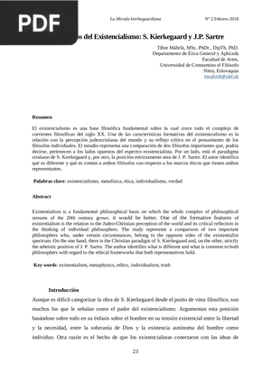 Dos campos del Existencialismo: S. Kierkegaard y J.P. Sartre