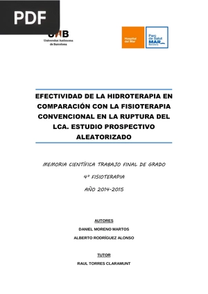 Efectividad de la hidroterapia en comparación con la fisioterapia convencional en la ruptura del LCA.