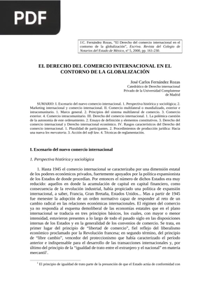 El Derecho del comercio internacional en el contorno de la globalización