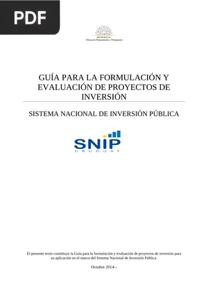 Guía para la formulación y evaluación de proyectos de inversión (sector público)