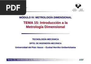 Introducción a la Metrología Dimensional (Presentación)