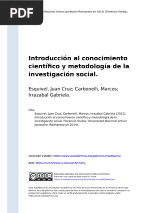 Introducción al conocimiento científico y metodología de la investigación social.