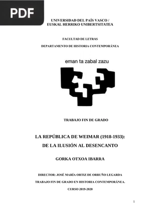 La República de Weimar (1918-1933): De la Ilusión al Desencanto