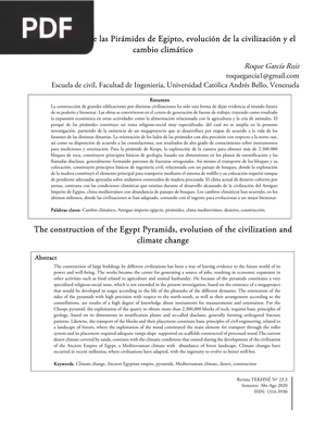 La construcción de las Pirámides de Egipto, evolución de la civilización y el cambio climático