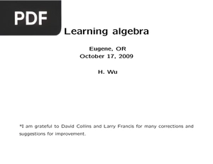 Learning algebra