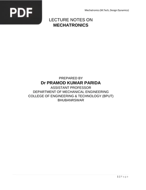 Lecture notes on mechtronics (Inglés)