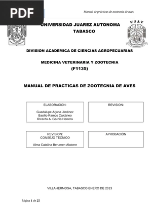 Manual de prácticas de zootecnia de aves