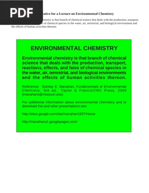 Narrative for a Lecture on Environmental Chemistry (Inglés)