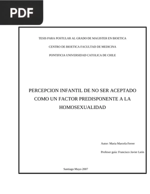 Percepción infantil de no ser aceptado como un factor predisponente a la homosexualidad