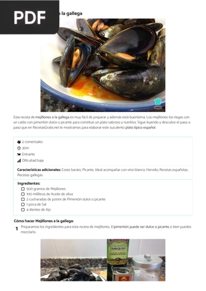 Receta de Mejillones a la gallega