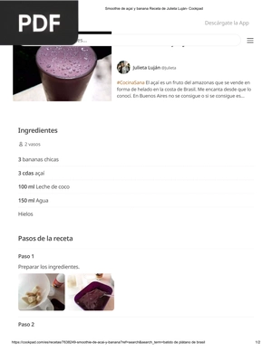 Smoothie de açaí y banana