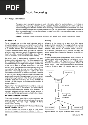 Textile – Fibre to Fabric Processing (Inglés) (Artículo)