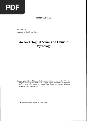 An Anthology of Sources on Chinese Mythology (Inglés) (Artículo)